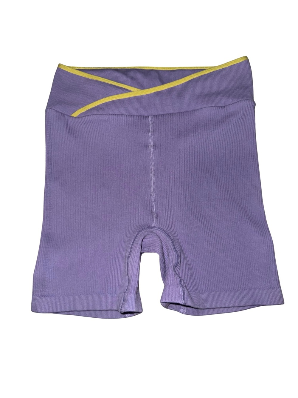 FP Movement by Free People Lavender Bike Shorts with Yellow Trim - Picture 2 of 6